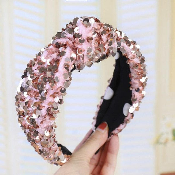 Sparkly Sequins Sponge Headbands Mermaid Knot Tie Head Bands for Women Daily Party Crown Turban Gorgeous Hair Accessories For Women