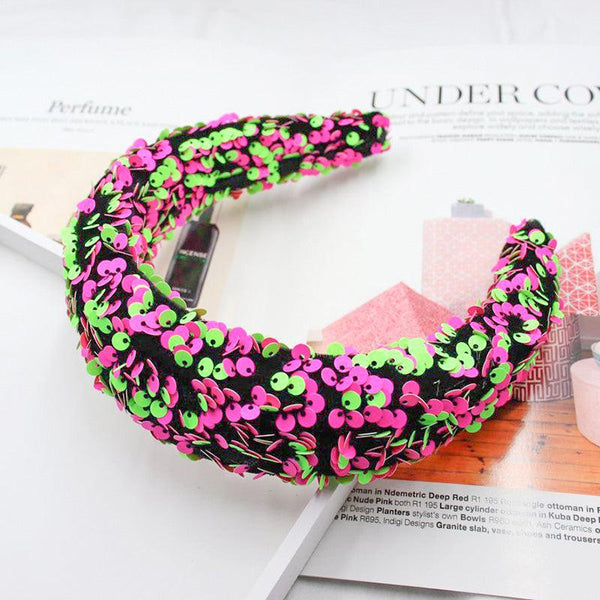 Sparkly Sequins Sponge Headbands Mermaid Knot Tie Head Bands for Women Daily Party Crown Turban Gorgeous Hair Accessories For Women