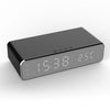 New Electric LED Alarm Clock With Mobile Phone Wireless Charger HD Clock Digital Alarm Clock with Wireless Charging 3 Alarms LED Display Sound Control and Snooze Dual for Bedroom Bedside Office Mirror With Time Memory Digital Thermometer Clock - Black