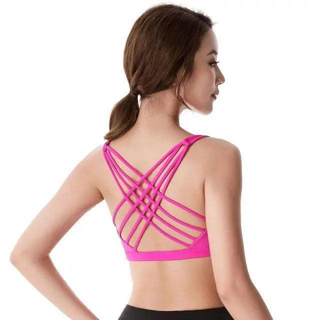 New Elegance Fitness Sports Bra for Women Push Up Wirefree Padded Crisscross Strappy Running Gym Training Workout Yoga Underwear Crop Tops
