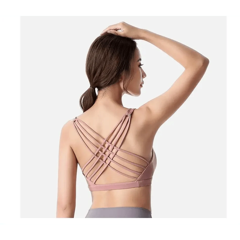 New Elegance Fitness Sports Bra for Women Push Up Wirefree Padded Crisscross Strappy Running Gym Training Workout Yoga Underwear Crop Tops