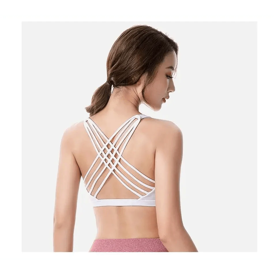 New Elegance Fitness Sports Bra for Women Push Up Wirefree Padded Crisscross Strappy Running Gym Training Workout Yoga Underwear Crop Tops