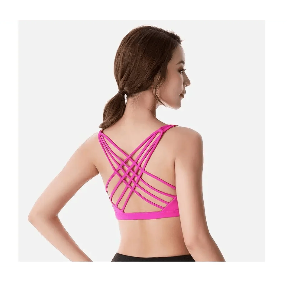 New Elegance Fitness Sports Bra for Women Push Up Wirefree Padded Crisscross Strappy Running Gym Training Workout Yoga Underwear Crop Tops