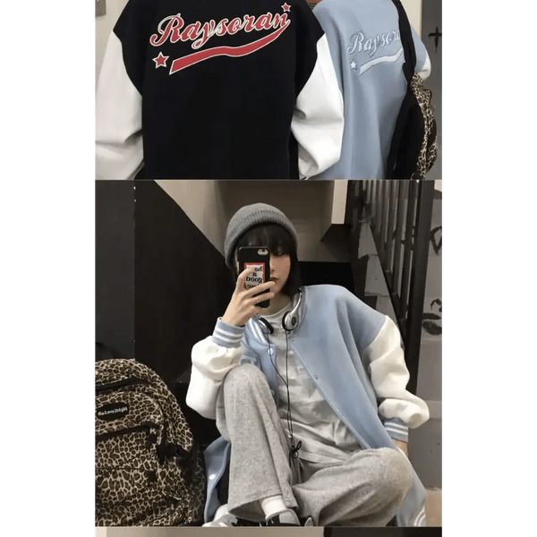New Elegance Spring Autumn Coat Baseball Bomber Jacket Loose Letter R Men Women Couples Tops Plus Size Jackets Streetwear