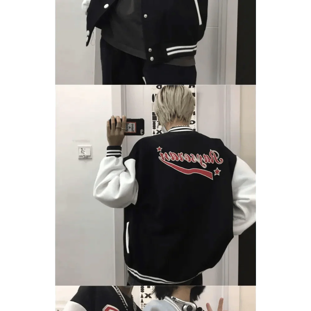 New Elegance Spring Autumn Coat Baseball Bomber Jacket Loose Letter R Men Women Couples Tops Plus Size Jackets Streetwear
