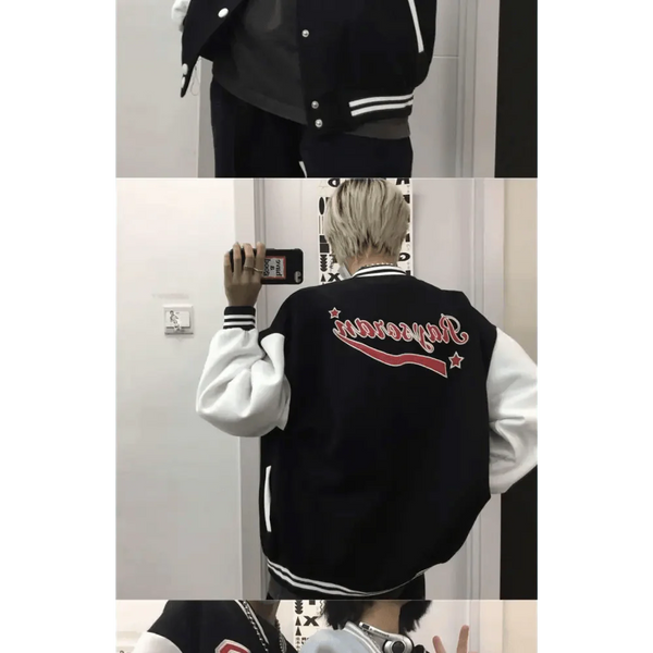 New Elegance Spring Autumn Coat Baseball Bomber Jacket Loose Letter R Men Women Couples Tops Plus Size Jackets Streetwear