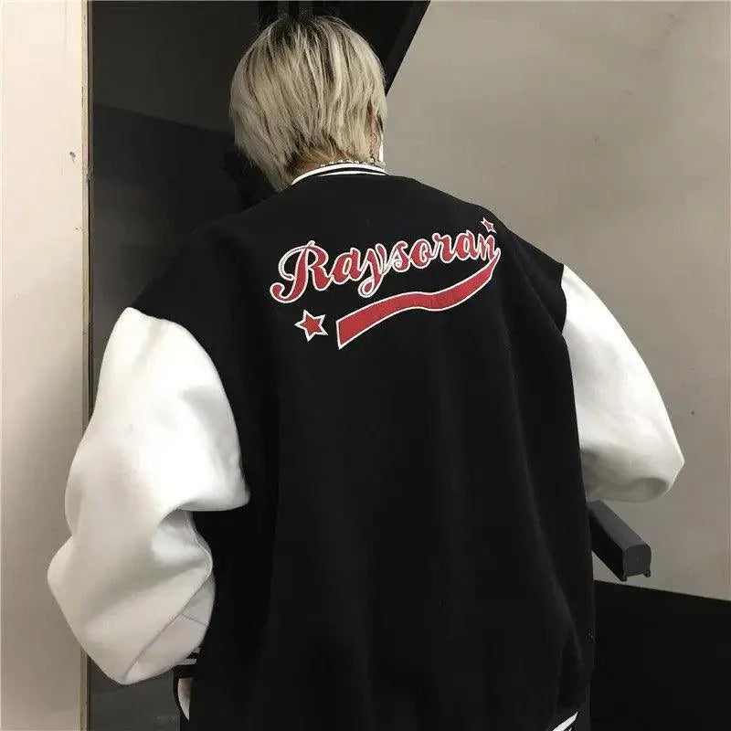 New Elegance Spring Autumn Coat Baseball Bomber Jacket Loose Letter R Men Women Couples Tops Plus Size Jackets Streetwear