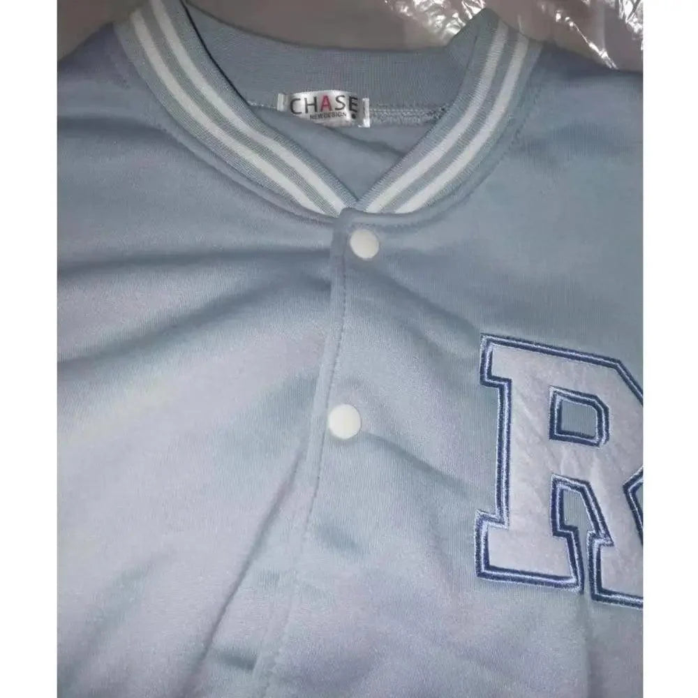 New Elegance Spring Autumn Coat Baseball Bomber Jacket Loose Letter R Men Women Couples Tops Plus Size Jackets Streetwear