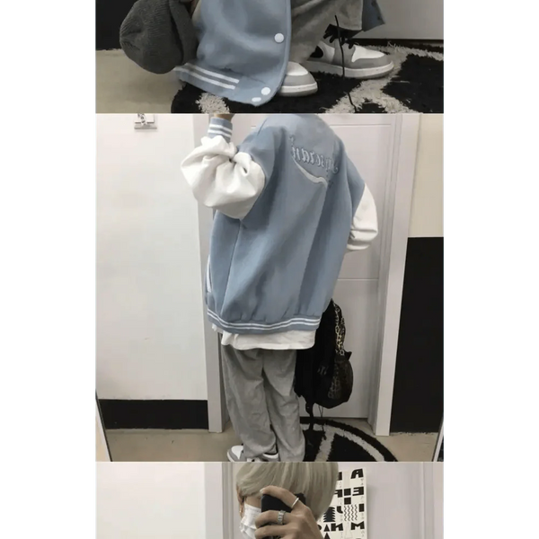 New Elegance Spring Autumn Coat Baseball Bomber Jacket Loose Letter R Men Women Couples Tops Plus Size Jackets Streetwear