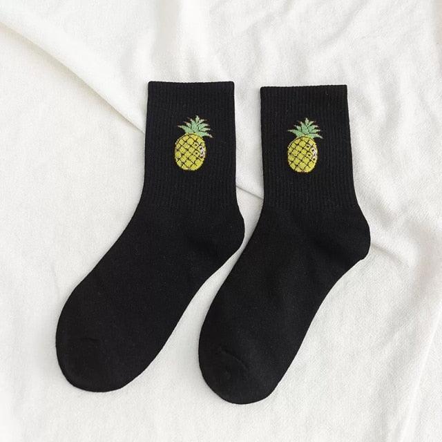 New Elegant Fruit Printed Breathable Cotton Socks Happy Funny Unisex Socks Candy Colors Harajuku Casual Cotton Crew Socks For Men And Women