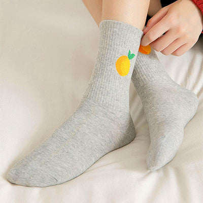 New Elegant Fruit Printed Breathable Cotton Socks Happy Funny Unisex Socks Candy Colors Harajuku Casual Cotton Crew Socks For Men And Women