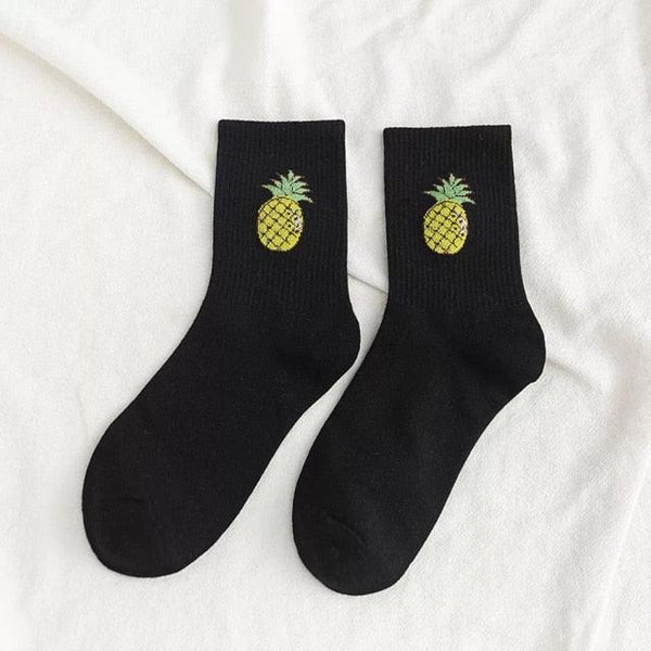 New Elegant Fruit Printed Breathable Cotton Socks Happy Funny Unisex Socks Candy Colors Harajuku Casual Cotton Crew Socks For Men And Women