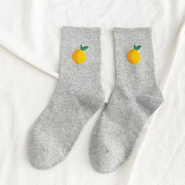 New Elegant Fruit Printed Breathable Cotton Socks Happy Funny Unisex Socks Candy Colors Harajuku Casual Cotton Crew Socks For Men And Women