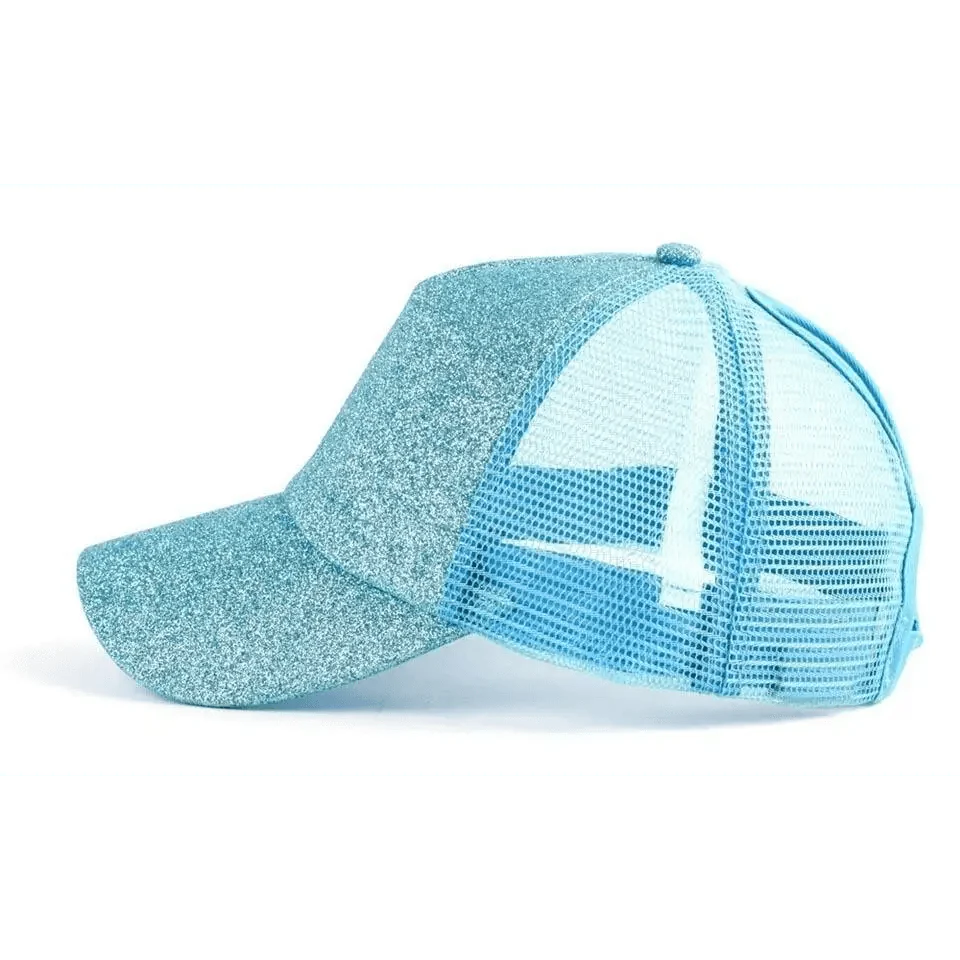 New Elegant Glitter Ponytail Baseball Caps Sequins Shining High Quality Fashionable Cap For Womens Messy Bun Adjustable Snapback Hip Hop Hat