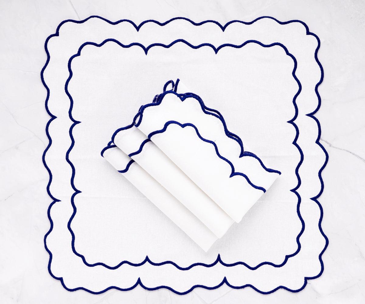 Blue Scalloped Napkins - Bulk Napkins