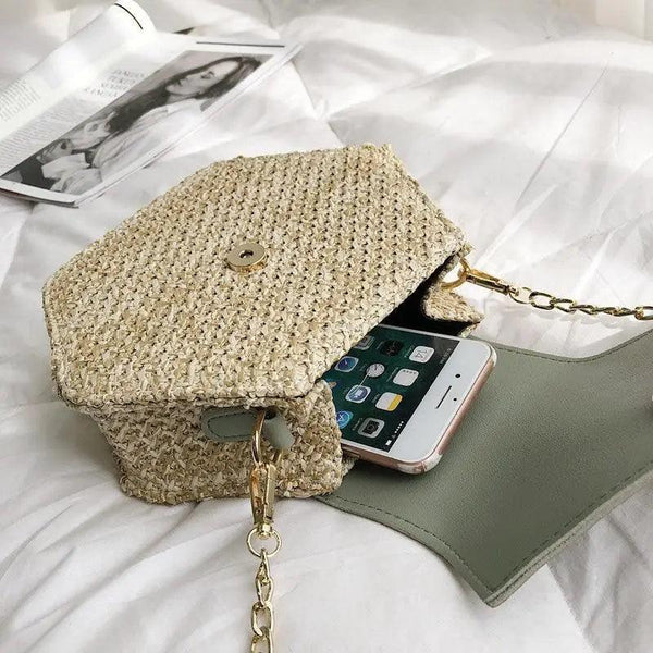 New Famous Mulit Style Straw+leather Handba For Women And Girls  New Fashion Summer Bag Handmade Woven Beach Circle Shoulder Bag