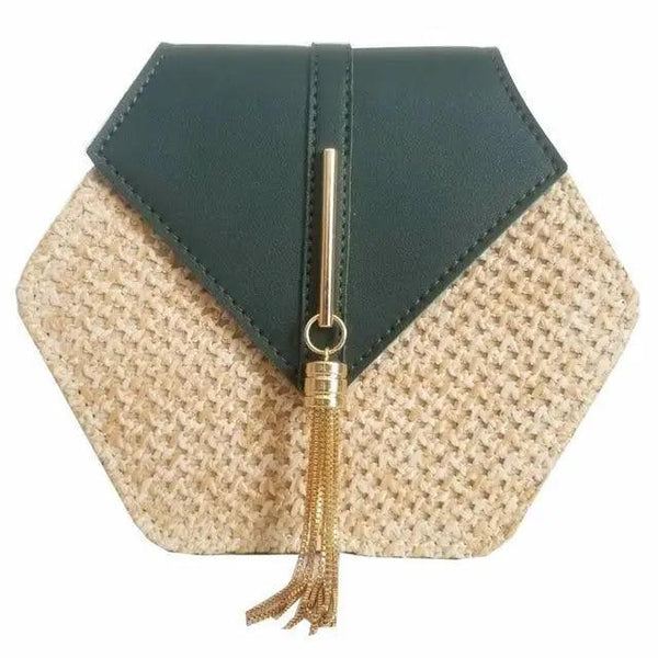 New Famous Mulit Style Straw+leather Handba For Women And Girls  New Fashion Summer Bag Handmade Woven Beach Circle Shoulder Bag