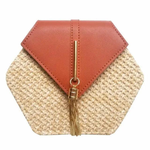 New Famous Mulit Style Straw+leather Handba For Women And Girls  New Fashion Summer Bag Handmade Woven Beach Circle Shoulder Bag