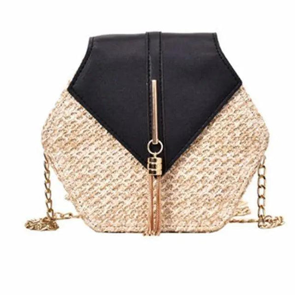 New Famous Mulit Style Straw+leather Handba For Women And Girls  New Fashion Summer Bag Handmade Woven Beach Circle Shoulder Bag