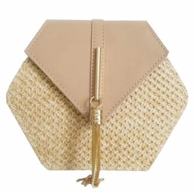 New Famous Mulit Style Straw+leather Handba For Women And Girls  New Fashion Summer Bag Handmade Woven Beach Circle Shoulder Bag