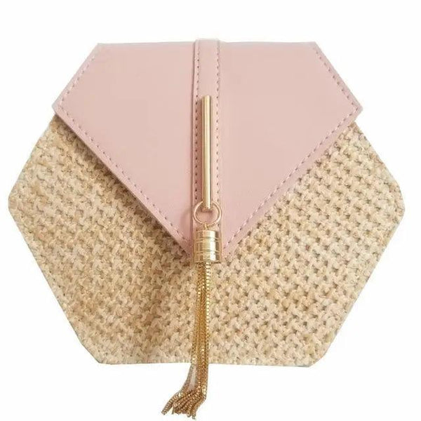 New Famous Mulit Style Straw+leather Handba For Women And Girls  New Fashion Summer Bag Handmade Woven Beach Circle Shoulder Bag
