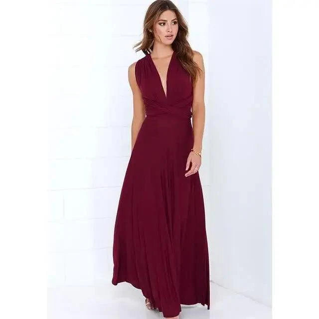 New Fashion Boho Women Multiway Wrap Convertible Maxi Club Red Dress Bandage Long Dress Party Dresses For Women