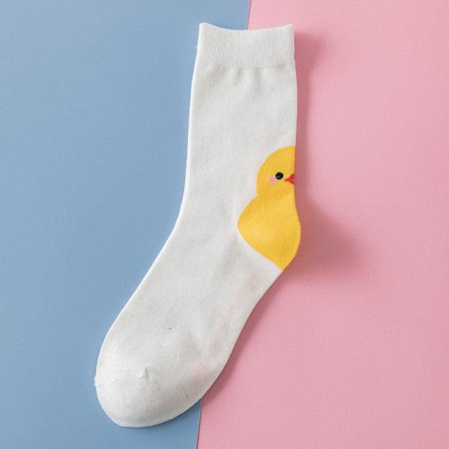 New Fashion Cartoon Socks Animal Print Ducks Cute Socks Cute Pure Cotton Short Socks Funny Duck Casual Socks For Men And Women