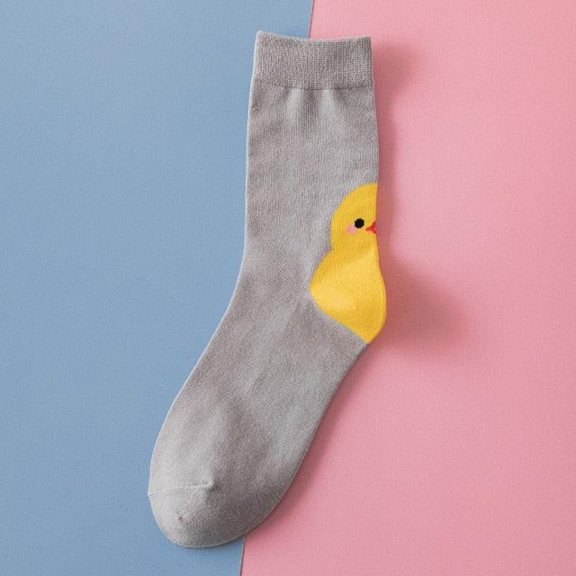 New Fashion Cartoon Socks Animal Print Ducks Cute Socks Cute Pure Cotton Short Socks Funny Duck Casual Socks For Men And Women