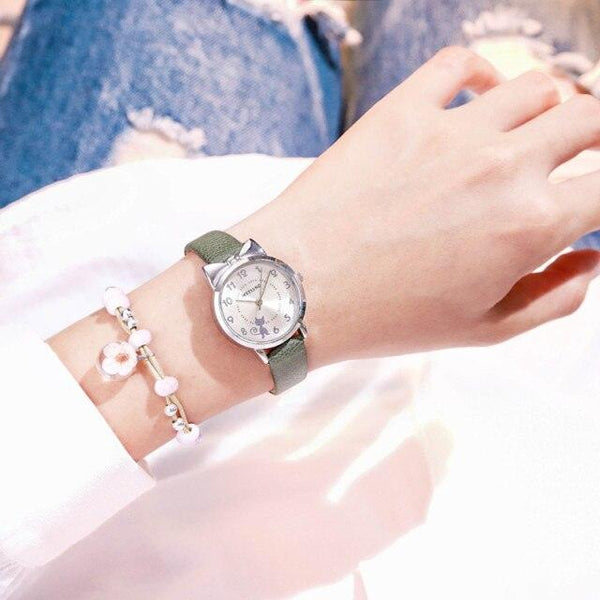 New Fashion Childrens Watch Analog Children Quartz Watch With Bracelet Set Little Cat Watch Kids Children Quartz Electronic Watch Unisex Wrist Leather Strap Watches