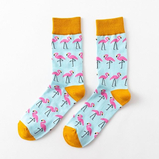 New Fashion Pure Soft Cotton Cartoon Animals Casual Socks Loving Heart Flamingo Women Cute Funny Short Ankle Socks For Men And Women