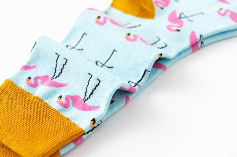 New Fashion Pure Soft Cotton Cartoon Animals Casual Socks Loving Heart Flamingo Women Cute Funny Short Ankle Socks For Men And Women