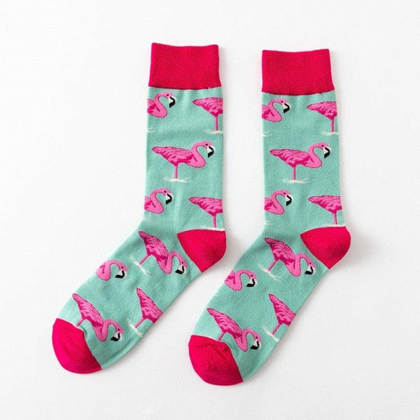 New Fashion Pure Soft Cotton Cartoon Animals Casual Socks Loving Heart Flamingo Women Cute Funny Short Ankle Socks For Men And Women