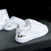 New Fashion White High Quality Women's White Thick Soled Sports Casual Couple Shoes Summer Lace-Up Trainers Gym Tennis Running Breathable High Quality Sneakers - White-Silver / 40