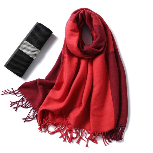 New Fashion Winter Soft Thick Warm Colorful Cashmere Scarf Elegant Escharpe Shawls Scarf Shawls Wraps Lightweight Lady Solid Scarves Fashion Tassels Blanket For Women