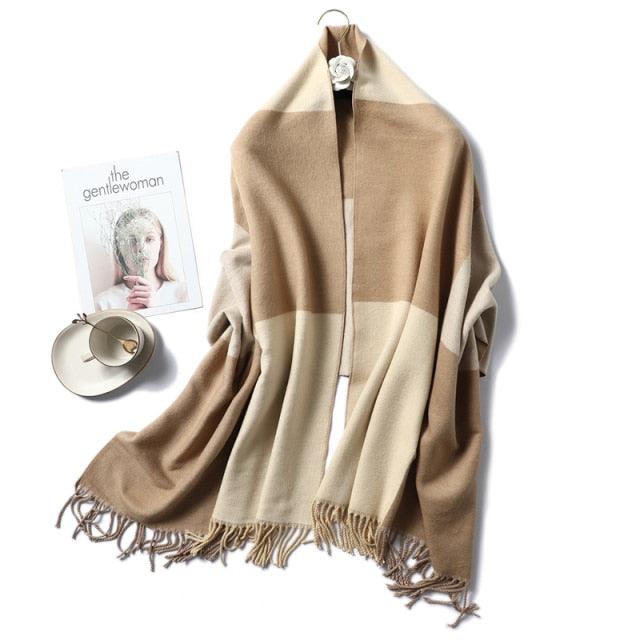 New Fashion Winter Soft Thick Warm Colorful Cashmere Scarf Elegant Escharpe Shawls Scarf Shawls Wraps Lightweight Lady Solid Scarves Fashion Tassels Blanket For Women