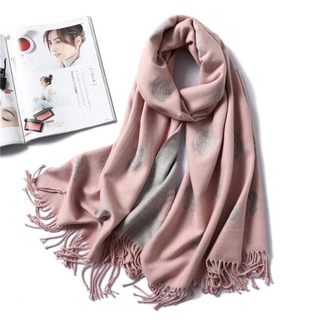 New Fashion Winter Soft Thick Warm Colorful Cashmere Scarf Elegant Escharpe Shawls Scarf Shawls Wraps Lightweight Lady Solid Scarves Fashion Tassels Blanket For Women