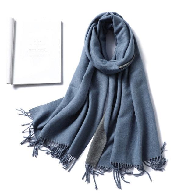 New Fashion Winter Soft Thick Warm Colorful Cashmere Scarf Elegant Escharpe Shawls Scarf Shawls Wraps Lightweight Lady Solid Scarves Fashion Tassels Blanket For Women