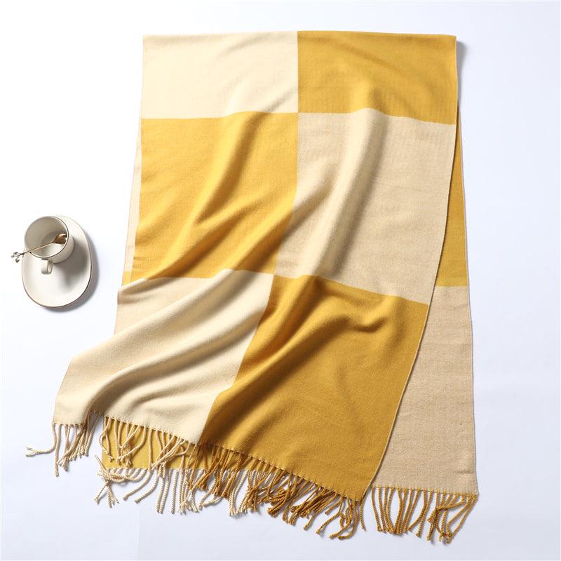 New Fashion Winter Soft Thick Warm Colorful Cashmere Scarf Elegant Escharpe Shawls Scarf Shawls Wraps Lightweight Lady Solid Scarves Fashion Tassels Blanket For Women