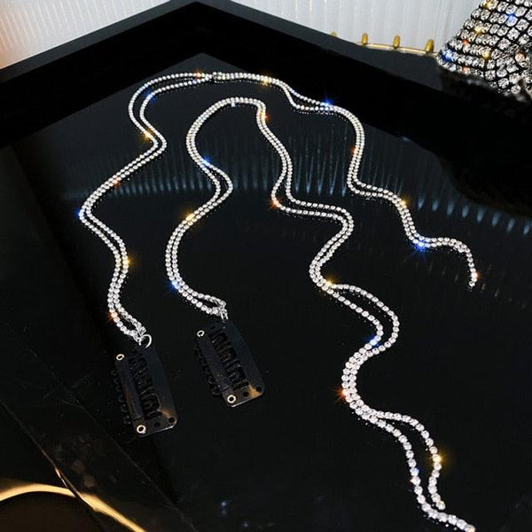 New Flashing Diamond Chain Hairpin Braided Hair Headdress Tassel Hairpin High Sense Temperament Dirty Braided Hairband Gorgeous Hair Accessories For Women