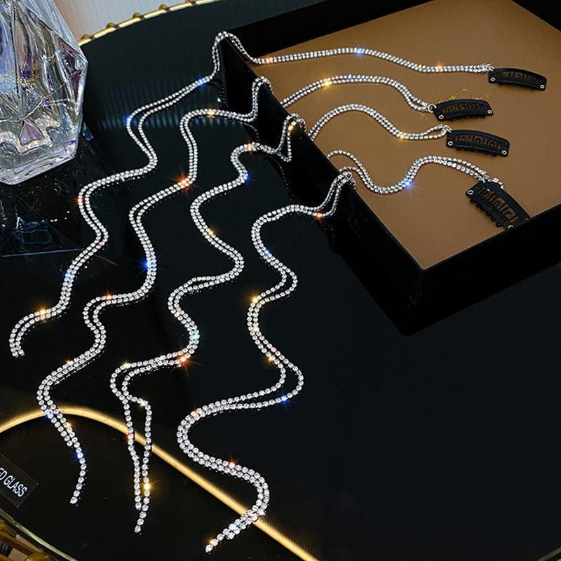 New Flashing Diamond Chain Hairpin Braided Hair Headdress Tassel Hairpin High Sense Temperament Dirty Braided Hairband Gorgeous Hair Accessories For Women