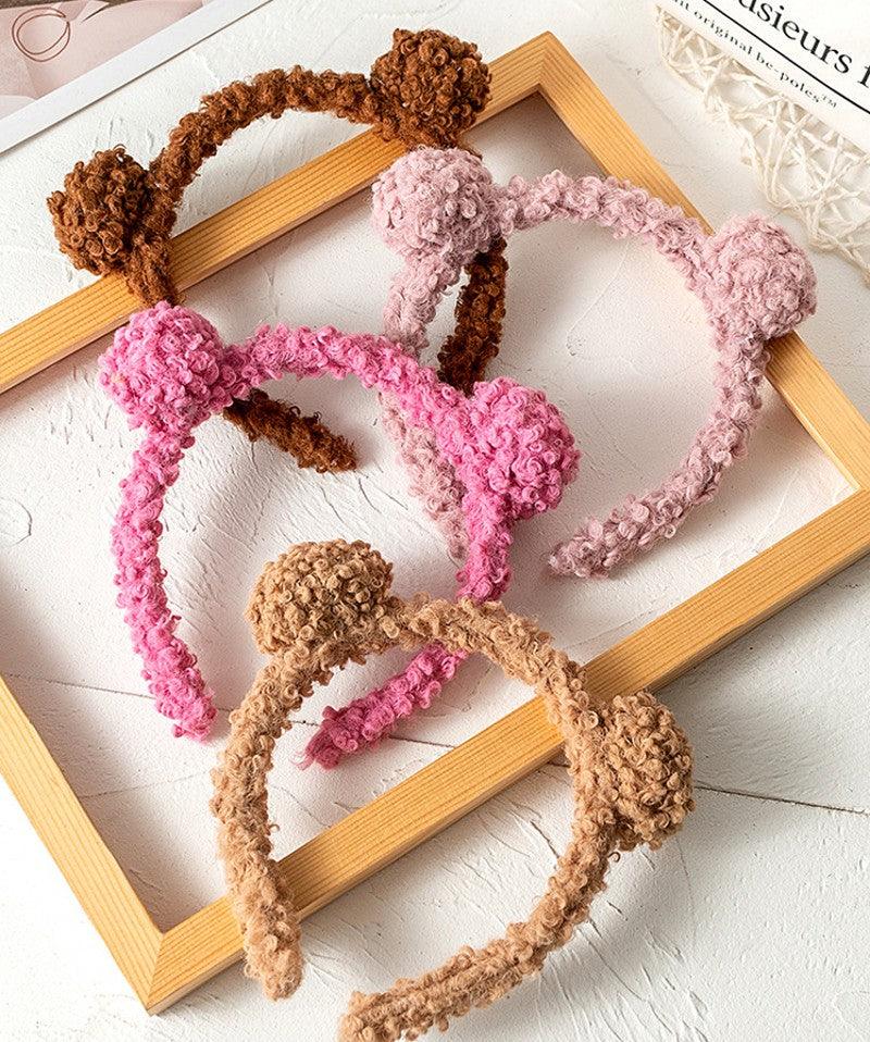 New Gils Cute Plush Bear Rabbit Ears Headband Autumn Winter Head Hoop Cartoon Girls Kid Hairband Headdress Gorgeous Hair Accessories For Women