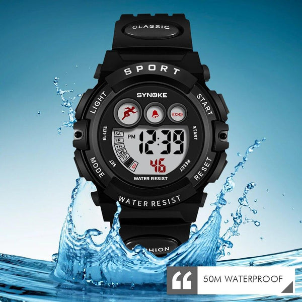 New Girls Boys Watch Waterproof 50M Electronic Watches Luminous Dial Fashion Sports Waterproof Casual Electronic Analog Quartz 7 Colorful Led Watches With Alarm Stopwatch Silicone Band Luminous Wristatches