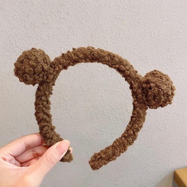 New Girls Cute Bear Ears Plush Simple Hairbands Kids Lovely Hair Ornament Headband Hair Hoops Children Fashion Gorgeous Hair Accessories For Women