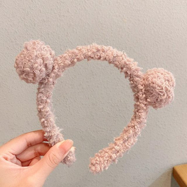 New Girls Cute Bear Ears Plush Simple Hairbands Kids Lovely Hair Ornament Headband Hair Hoops Children Fashion Gorgeous Hair Accessories For Women