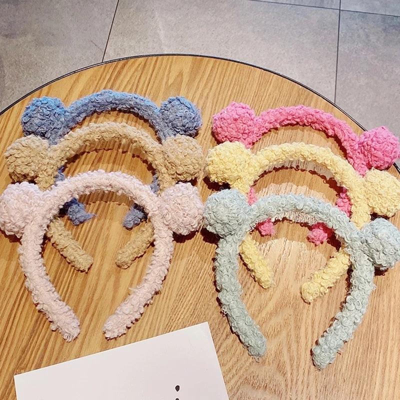 New Girls Cute Bear Ears Plush Simple Hairbands Kids Lovely Hair Ornament Headband Hair Hoops Children Fashion Gorgeous Hair Accessories For Women