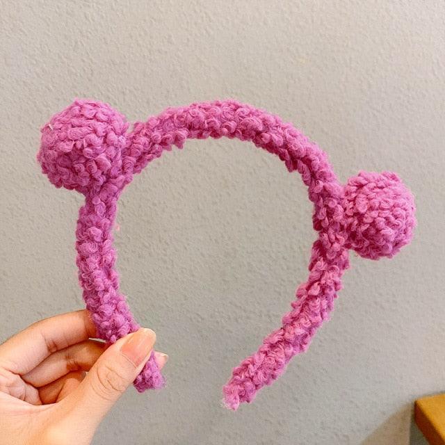 New Girls Cute Bear Ears Plush Simple Hairbands Kids Lovely Hair Ornament Headband Hair Hoops Children Fashion Gorgeous Hair Accessories For Women