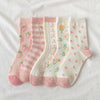 New Harajuku Style Kawaii Woman Socks Cotton Socks Novelty Socks with Strawberry and Flower Funny and Pink Socks Running And Climbing Socks For Men And Women