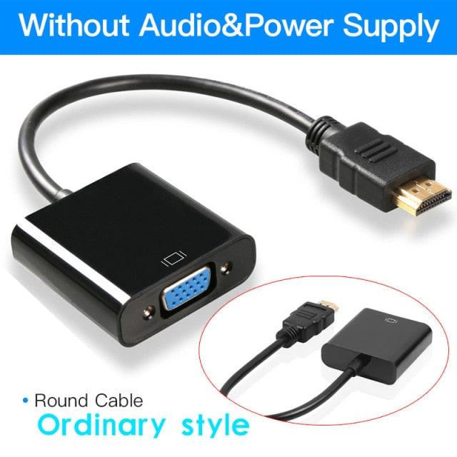 New HDMI To VGA Adapter Digital To Analog Video Audio Converter Cable Gold-Plated HDMI To VGA Adapter Black Design 1080p For Laptop TV Projector Gaming