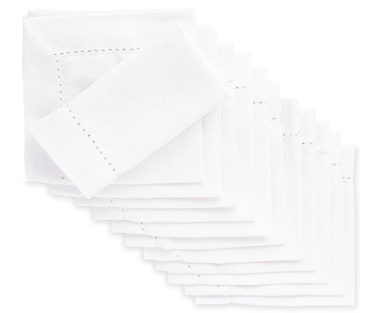 Hemstitch Cocktail Napkins - Set of 12