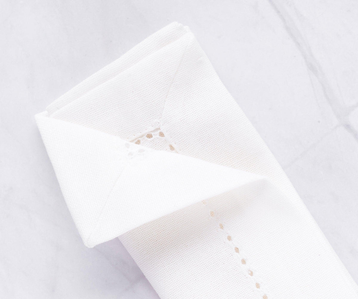 Hemstitch Cocktail Napkins - Set of 12
